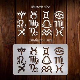 UNICRAFTALE 1 Metal Stencil, 12 Zodiac Signs Stencils for Diary Writing, Stainless Steel Painting Stencils, 12 Constellation Templates Stencils for Wood Carving, Crafts, Picture Frames, Drawing