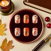 Fall Press on Nails Short Square Fake Nails with Pumpkin