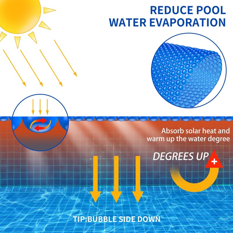 BigXwell Solar Pool Cover, 12Mil Round 12 Foot for Above-Ground
