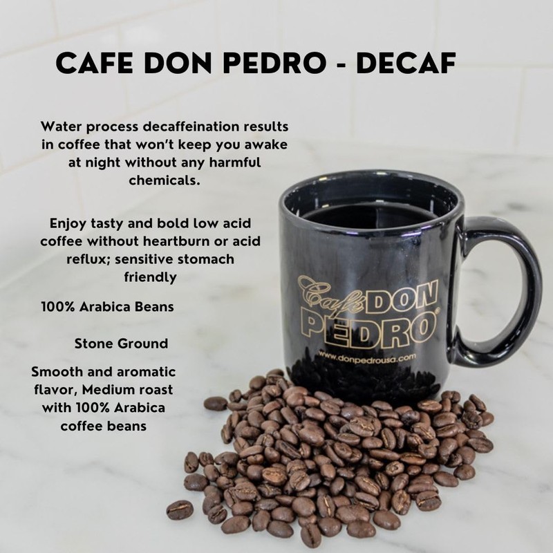 Cafe Don Pedro Decaf American Roast Naturally Low Acid Coffee,
