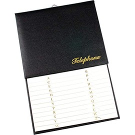 Esposti Address & Telephone Index | Vinyl Grained Cover & Hanging Hook | Black | Size 150 x 230mm
