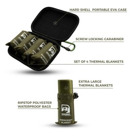 Dagmi Outdoors Emergency Survival Blanket 4 Pack Thermal Mylar Foil Space Blankets for Extreme Cold Weather - NASA Designed - Perfect for Camping, Hiking, Car, Warmth - Outdoor Waterproof Gear