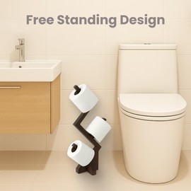 Fida Horeca Wooden Toilet Paper Holder Stand | Freestanding Holder for Rolls | Zigzag Design for Bathroom Decor | Pine Wood Construction | No Wall Mount Needed