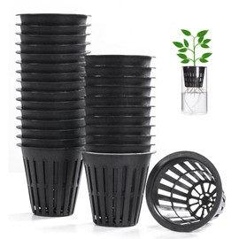 Rmeet 50 Pcs 2 Inch Plastic Hydroponics Planting Mesh Pot Net Plastic Garden Net Cup Pots Basket for Hydroponics Garden Balcony Planting