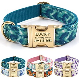 PETDURO Collar para Perro Personalizado con Estampado Colorido y Suave, Nombre y Teléfono Grabados, Ideal para Perros Medianos y Grandes. Accesorios  