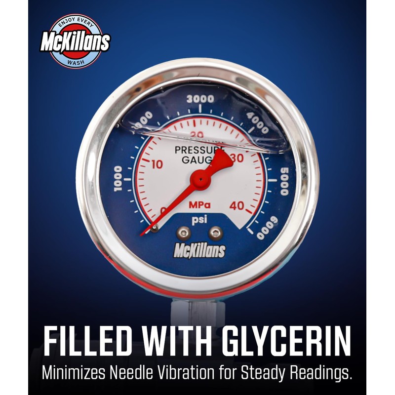 McKillans® High Pressure Washer Gauge - Push-to-Connect 3/8" Automatic Quick