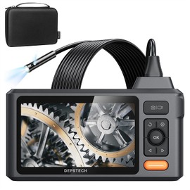 DEPSTECH DS520 Fiberscope Dual Lens Digital Endoscope, 2023 Model, 1080P, 5 Inch IPS Screen, Large Screen Monitor, Snake Camera, 7.9MM Ultra-thin Lens, IP67 Waterproof, Industrial Inspection Camera, Borescope, Plumbing Camera, Body Microscope, LED Light,