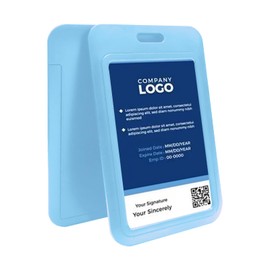Larpur 2 Pack Sliding ID Badge Holders Hard Plastic Vertical Card Cases with Clear ID Window for School, Office, Factory, Sky Blue