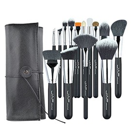 Brochas de Maquillaje duraderos, 15 PCSSET Pinceles de maquillaje profesional con estuche de cuero ajustable Estuche portátil adecuado for viajar...  