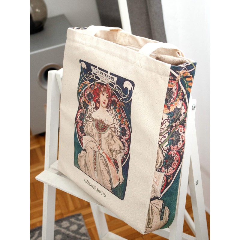 KXT DES!GN Art Nouveau Cotton Canvas Tote Bag with Zip