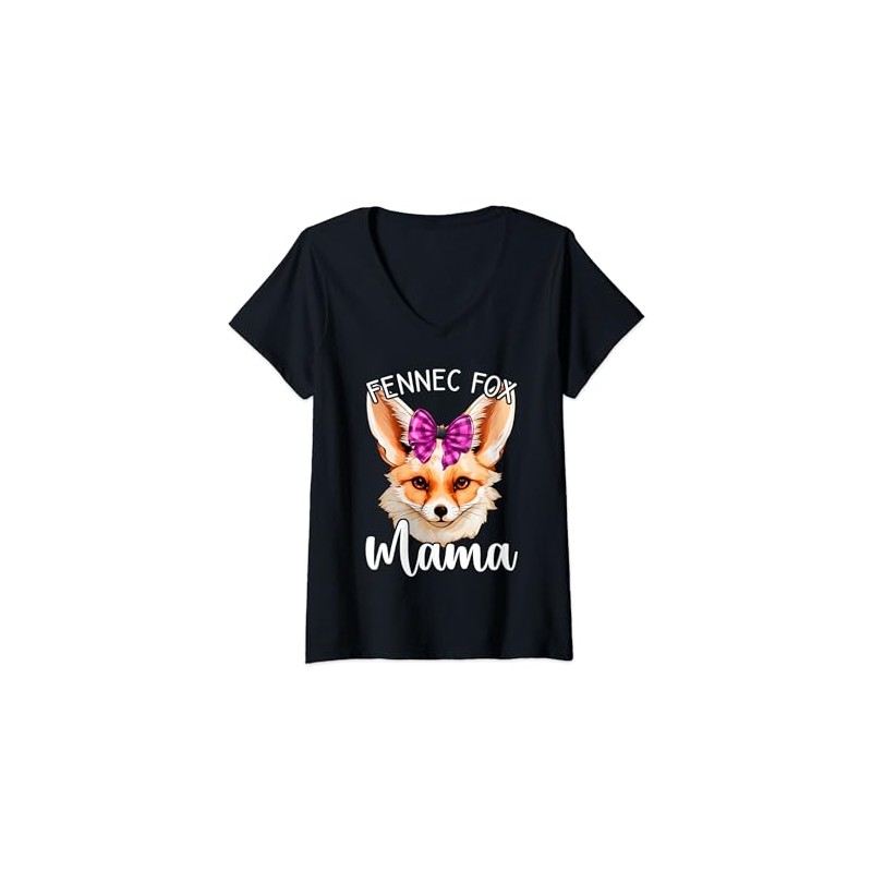 Womens Fennec Fox Mama, Funny Fennec Fox V-Neck T-Shirt