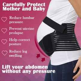 CROSS1946 Maternity Belt,Pregnancy Support,Abdomen Support Belly Band for Reducing Back/Waist Discomfort,Hip discomfort,Fully Adjustable and Comfortable,Black,Medium Size