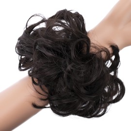 CAISHA Messy Scrunchie Bun Voluminous Wavy Hairpiece Heat-resistant Synthetic Fibres Dark Brown G2A