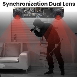 ELP High Speed 210fps USB Camera with Global Shutter 800P Synchronisation Dual Lens Monochrome B/W Camera Plug and Play for 3D Printing PC Lightburn QR Code Scanning VR and Face Recognition