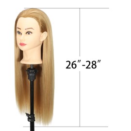 Mannequin Head with Hair 28“ Cosmetology Manikin Doll Head Mannequin Head for Braiding Hairstylists Cosmetology Students Practice Styling with Free Clamp (Blonde- 606-27#)