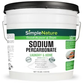 SimpleNature Sodium Percarbonate (10 lbs) - Versatile Non-toxic Biodegradable Scent-Free Cleaner for Home, Laundry, and Decking - Pure Oxygen Bleach - Convenient Resealable Container