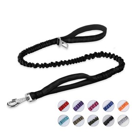 BUMBIN Correa de perro grande de 6 pies, correa elástica para perro con 2 asas, correas de perro resistentes para perros medianos y pequeños, correa de perro que absorbe los golpes con cinturón de seguridad para el entrenamiento