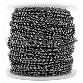CleverDelights Ball Chain Spool - 100 Feet - 2.0 mm Ball - Gunmetal (Dark Silver) Colour - Bulk Roll by