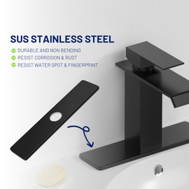 BWE 10 Inch Faucet Hole Cover.Bathroom or Kitchen Sink Hole Cover,Black Escutcheon Plate,Stainless Steel Deck Plate for 1 or 3 Hole Bathroom or Kitchen Sink Fauce