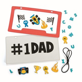 Fun Express 12 pieces #1 Dad License Plate Sign Craft Kit - DIY Father's Day Craft Gifts for Kids