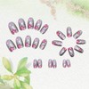 24PCS Silver Glitter Flower Press on Nails Medium Almond Fake