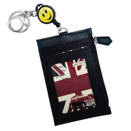 Pass Case, Reel Included, Commuter Holder, IC Card Case, Kids, Coin Purse, Cute, Commuting to Work or School, Black