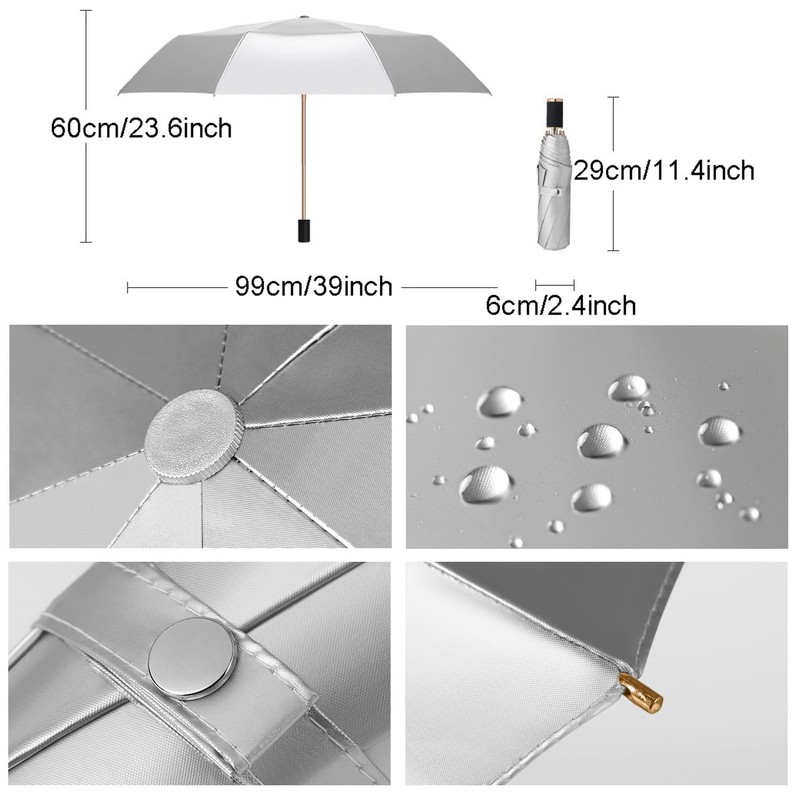 ThreeH UV Umbrella Sun Protection UPF 50+ Compact Travel Umbrella