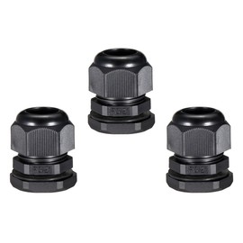 sourcing map PG21 Cable Gland Waterproof Plastic Joint Adjustable Locknut Black for 13mm-18mm Dia Cable Wire 3Pcs