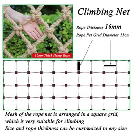 WanRomJun Rope Net Climbing Net,16mm Thick Rope Net for Playground Climbing,Tree House Climbing Child Safety Net Rope Ladder Hammock for Outdoor Heavy Duty Cargo Net(Size:1mx2m)