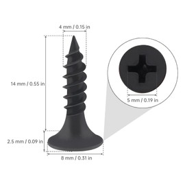 Smgda 100 Pcs Self Tapping Screws, M4*16mm Phillips Flat Head Wood Screws, Cold Rolled Steel Modified Truss Head Self Drilling Screw for Wood Drywall Full Thread Woodworking Fastener (Black)