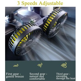 ASANDH Car Fan, Dual Head USB Car Fans for backseat for kids, 3-Speed Air Speed and 360° Rotating Rear Seat Cooling Carseat Fan 5V Powerful Air Circulation Fan for Sedan SUV RV Truck