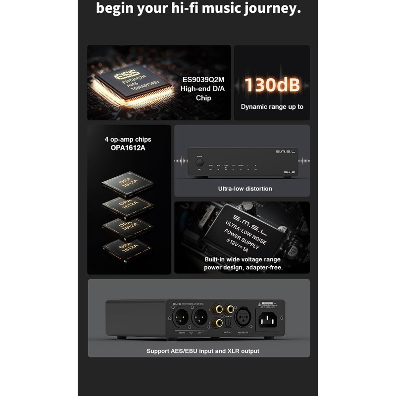 Fanmusic SMSL SU-2 Decoder High Resolution ES9039Q2M 4 op-amp Chips