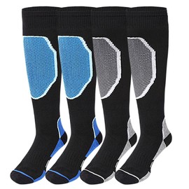 RainFlowwer Ski Socks, 2 pairs Cold Weather Socks for Snowboarding, Thermal Knee-high Warm Socks for Boys, Hunting