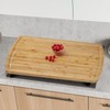 Bamboo Stovetop Cover Cutting Board with Legs and Juice Grooves,