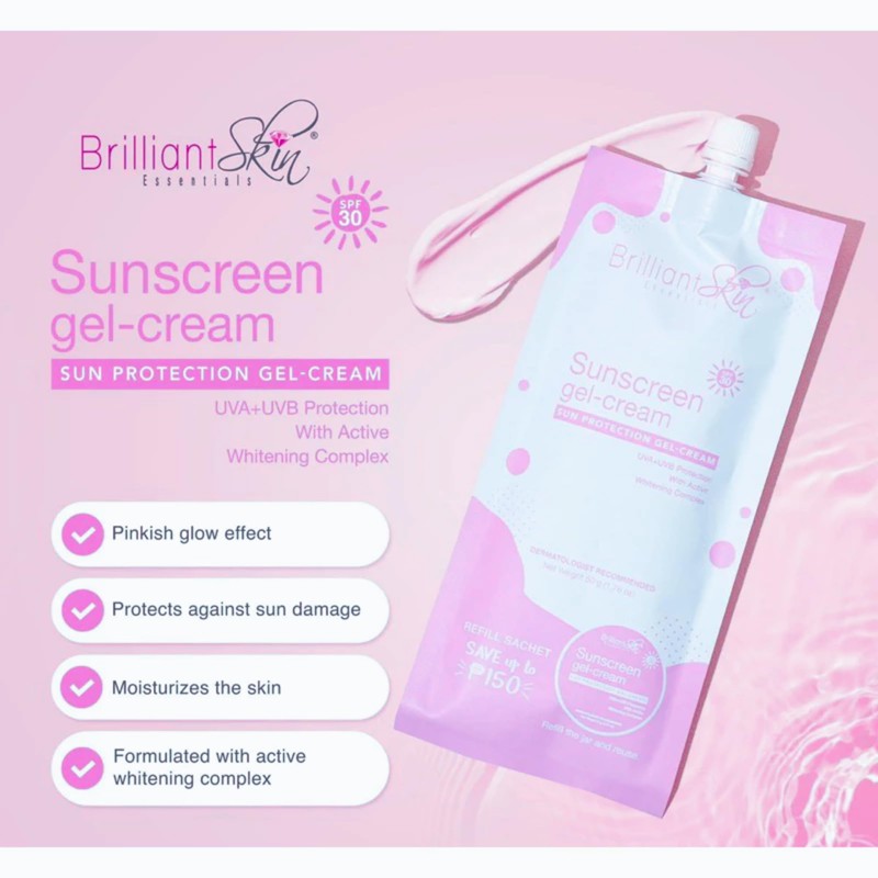Brilliant Skin Sunscreen Gel-Cream Refill Sachets, 50g, Pack of 2