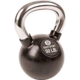 Body Sport Rubber Steel Kettlebell, 50 Ib. – Easy Grip, Strength Training Kettlebells for Weight Lifting – Professional Fitness for Gym & At Home