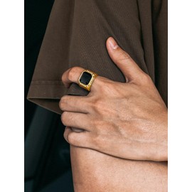 Richsteel Gold Rings for Grandson Signet Ring Men Party Jewellery Mens Rings Size S