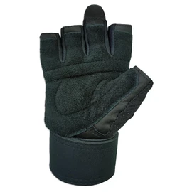 Verri | Guantes para Gym en Piel de Res con muñequera para Seguridad y protección de Manos y muñeca en Entrenamiento en Gimnasio, Rutina con Pesas, Negro, M