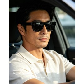 Joopin Polarized Sunglasses, Men's, UV Protection, Big Frame Acetate, Driving, Baseball, Fishing, Golf, Climbing, Cycling, Light Blocking Glasses, Popular Sunglasses for Men (Black)