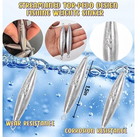 Magnoloran 10 Pack Fishing Weights Inline Trolling Sinkers Weights Kit Saltwater Bullet Lead Fishing Sinkers Double Ringed One Piece Wire Fishing Weights Torpedo Sinkers Catfishing Sinkers-0.7oz(20g)