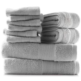 Hearth & Harbor 100% Cotton Set – Ultra Soft & Highly Absorbent Beach, Spa & Bathroom Body Shower Towels, 2 Bath 2 Hand 6 washcloths, Charcoal Gray