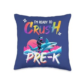 I'm Ready to Crush Pre-K Students Back to School Cat Shark Throw Pillow