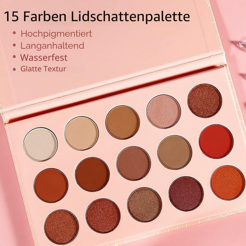 Neutral Nude Eyeshadow Palette Rose Gold Smokey Red Brown Highly