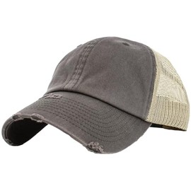 KBETHOS® Vintage Adjustable Mesh Trucker Baseball Cap, Dark Grey Khaki