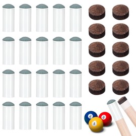 20pcs Slip On Pool Cue Tips and 10 Leather Pool Cue Tips 0.47 Inch Billiard Pool Cue Tips Pool Cue Tips Replacement Kit for Snooker and Pool Cues