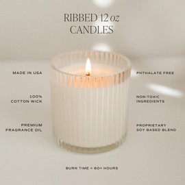 Sweet Water Decor Cozy Season Soy Candles - Fall Candles with Woods, Warm Spice, and Citrus Scent for Home Decor - Soy Candle with 60 Hours Burn Time - 11Oz Clear Fluted Ribbed Jar Soy Fall Candle