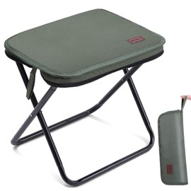MOONCY Portable Stool, 13 Inch Small Folding Stool for Adults, Ultralight Green Camping Stools for Hiking and Fishing, Hold Up to 265 LBS