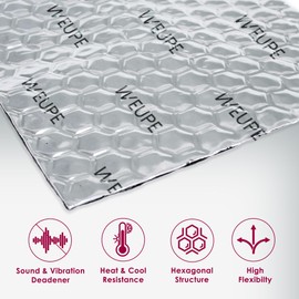 WEUPE Sound Deadening Mat for Cars, 50 mil 36 sqft, Butyl Automotive Sound Deadener, Noise Insulation Dampening Material for Car Trunk, Speaker, Door, Floor and Ceiling, Silver