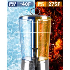 WantJoin Beverage Dispenser With Stand, Drink Dispenser for Party, Stainless Steel Water Jar Dispenser with Ice Container, Spigot, Drink Jar Jug For Home Parties, Clear Acrylic, 2-GALLONS 8-L…