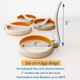 4-inch Silicone Fried Egg Rings Set, 4-pack, Round Mold for Pancakes, Breakfast Sandwich, Nonstick